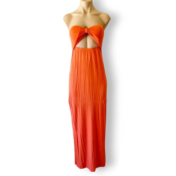 Dresses & Skirts - Y2k, orange, strapless cut-out front maxi dress UK 8 fits AU 8, 10, 12, 14 NWOT